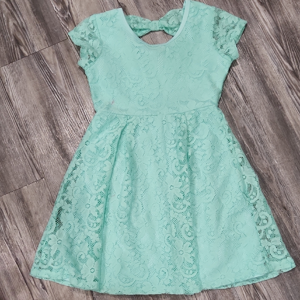 Green Ruffled Tiered A-Line Dress